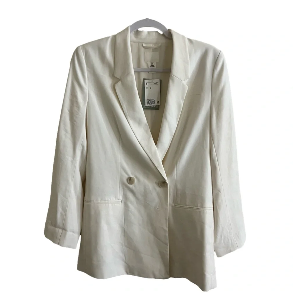 H&M Linen Cream Blazer NWT - Picture 1 of 6